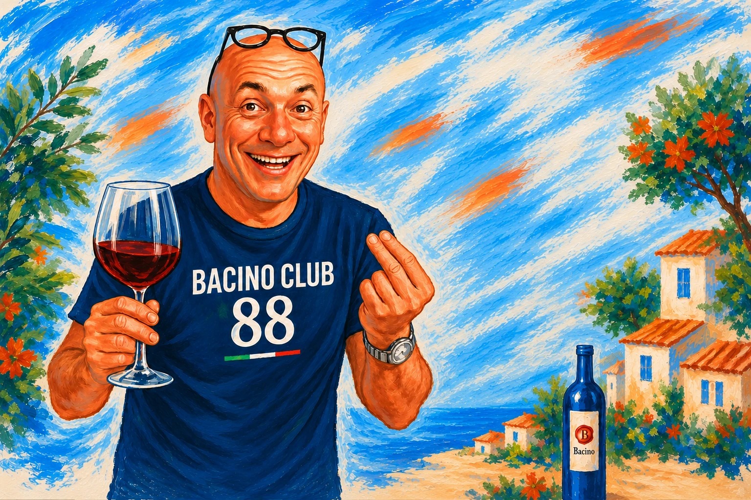 Bacino Club 88 member raising a glass of wine